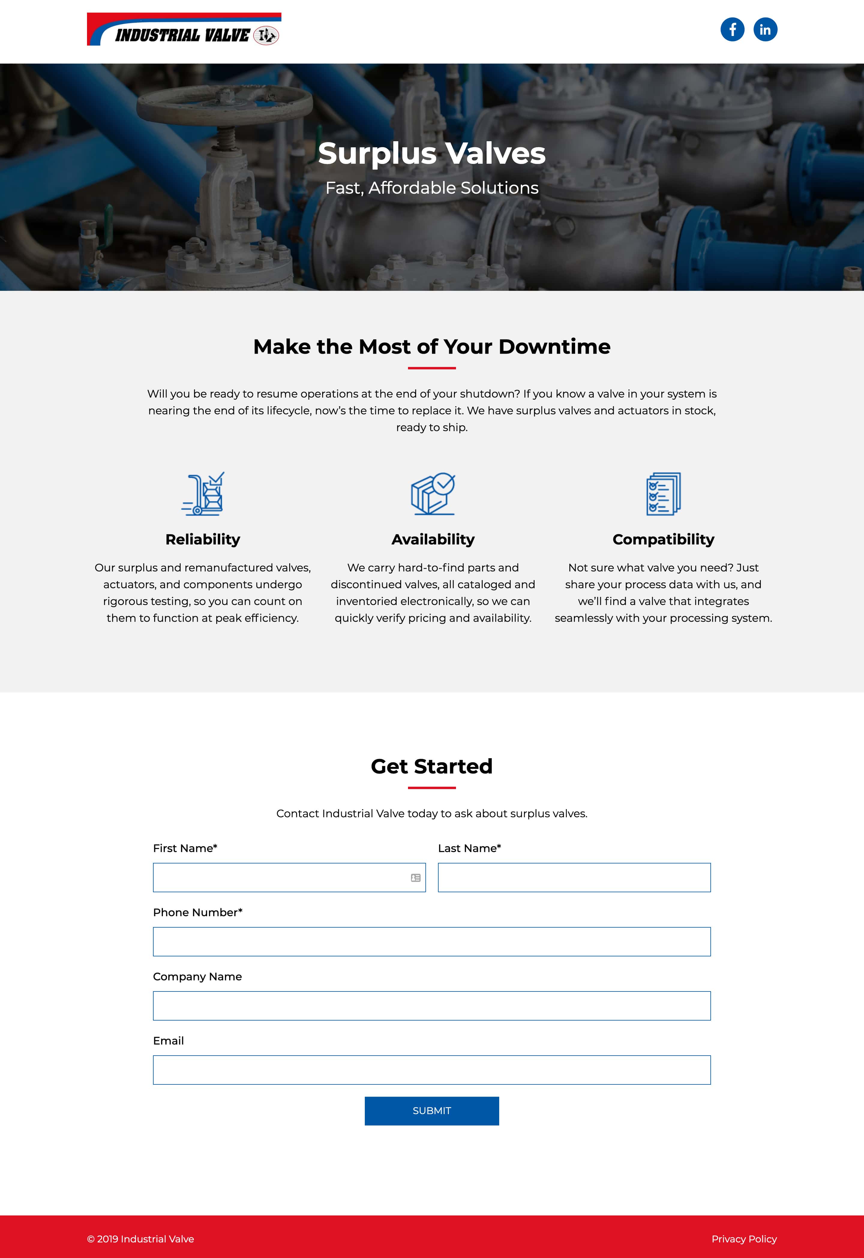 Industrial Landing Page Development